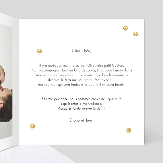 Demande parrain marraine Plumetis Ocre Intérieur Droit