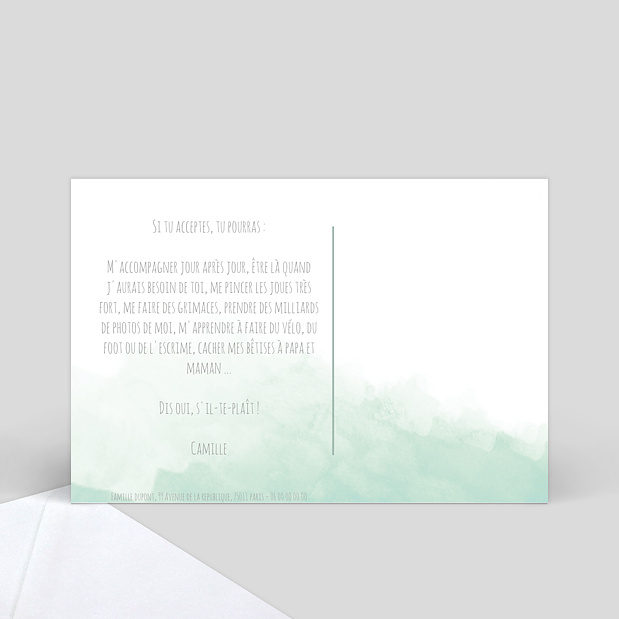 Demande Parrain Marraine aquarelle Verso