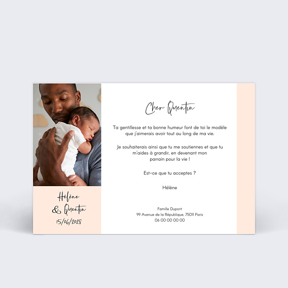Demande parrain marraine Bandeau (dos photo) Verso