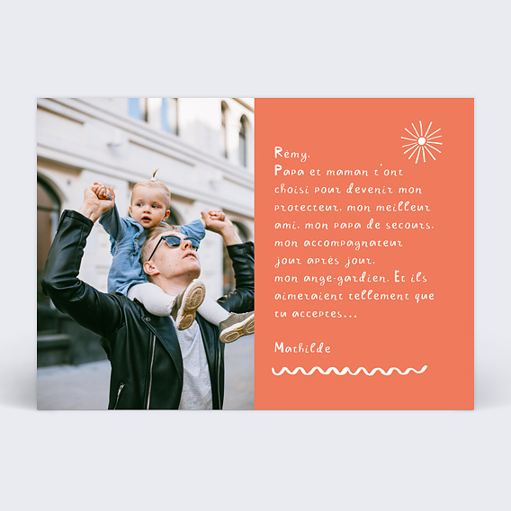 Demande parrain marraine Ecriture d'Enfant Verso