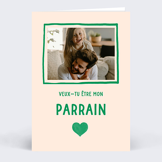 Demande parrain marraine Cœur Simple Vert