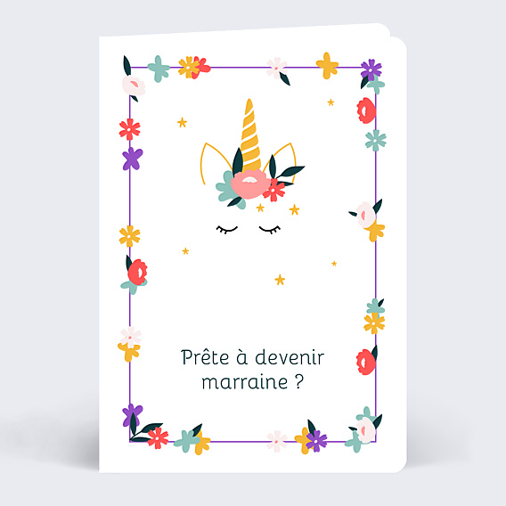 Demande parrain marraine Licorne et fleurs