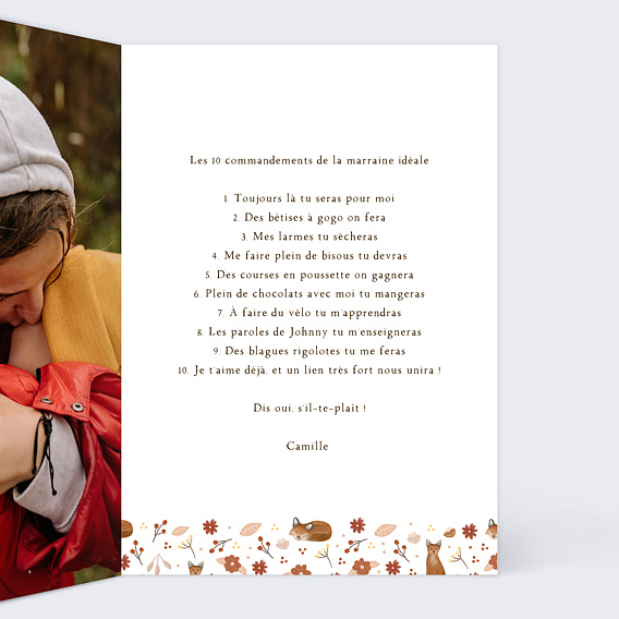 Demande parrain marraine Frise Renard Intérieur Droit