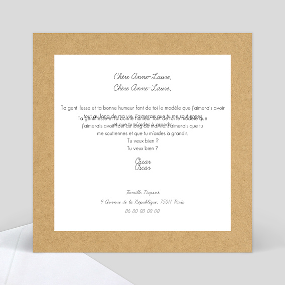 Demande parrain marraine Fanions bucoliques Verso