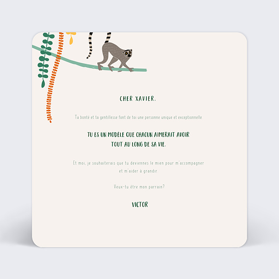 Demande parrain marraine Jungle Verso