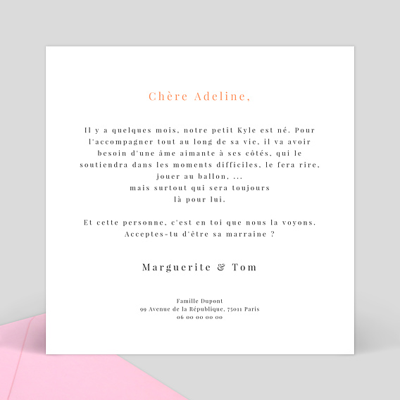 Demande parrain marraine Simplicité Verso