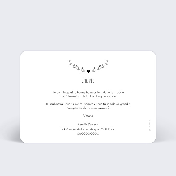Demande parrain marraine Coeur bucolique Verso