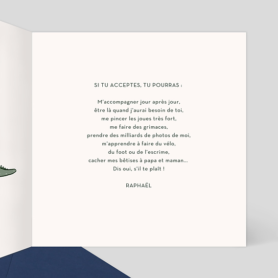 Demande parrain marraine Dinosaure Intérieur Droit