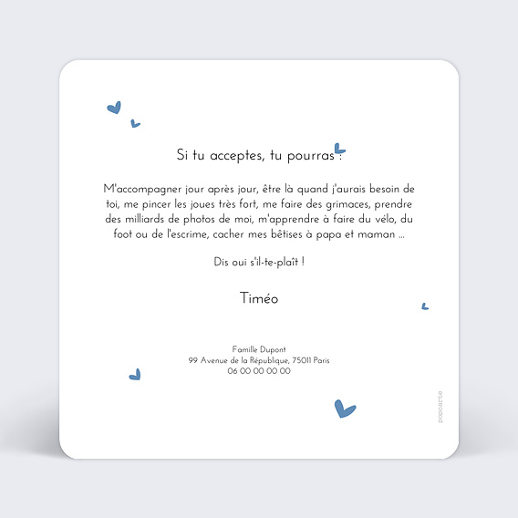 Demande parrain marraine Certificat nuages Verso