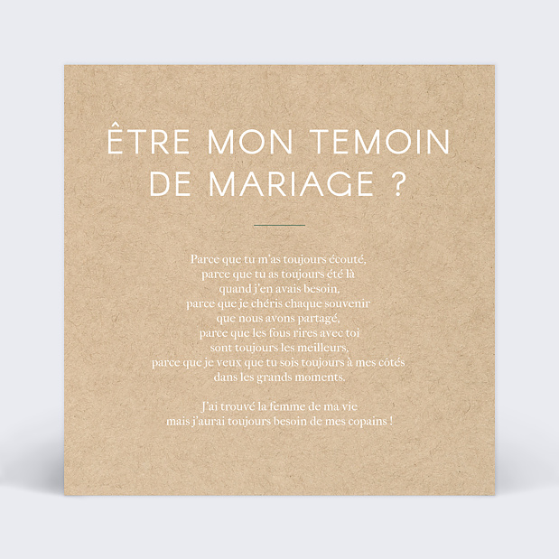 Demande de Témoin Ombrage (Homme) Verso