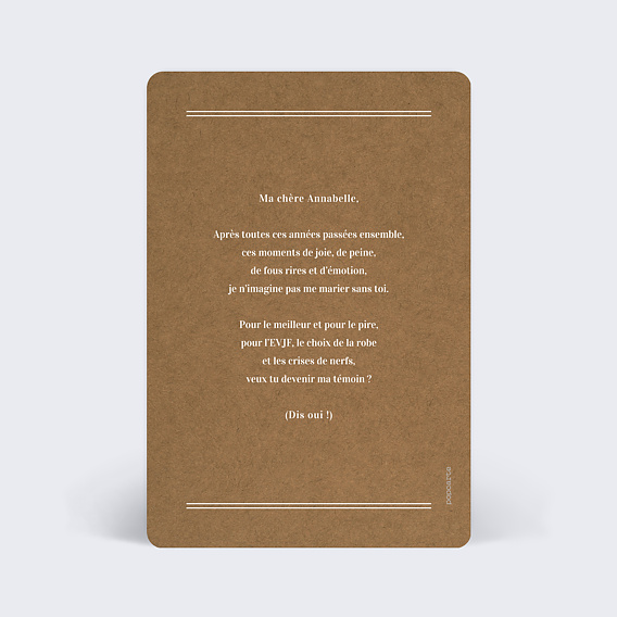 Demande de témoin Bohème Femme Verso