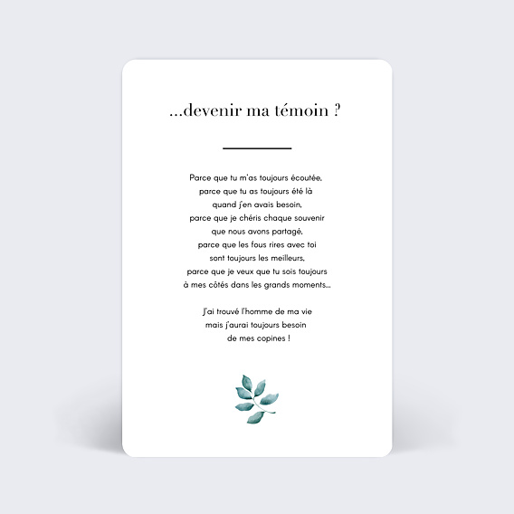 Demande de témoin Botanique (Femme) Verso