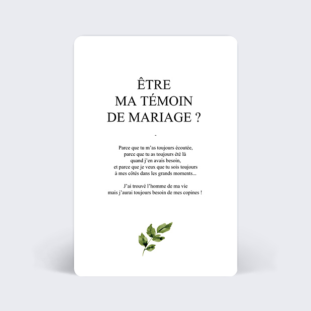 Demande de Témoin Aquarelle Botanique (Femme) Verso