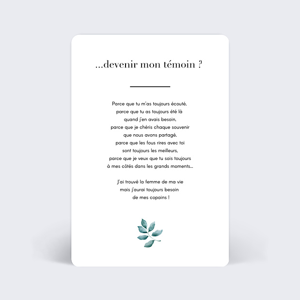 Demande de Témoin Botanique (Homme) Verso