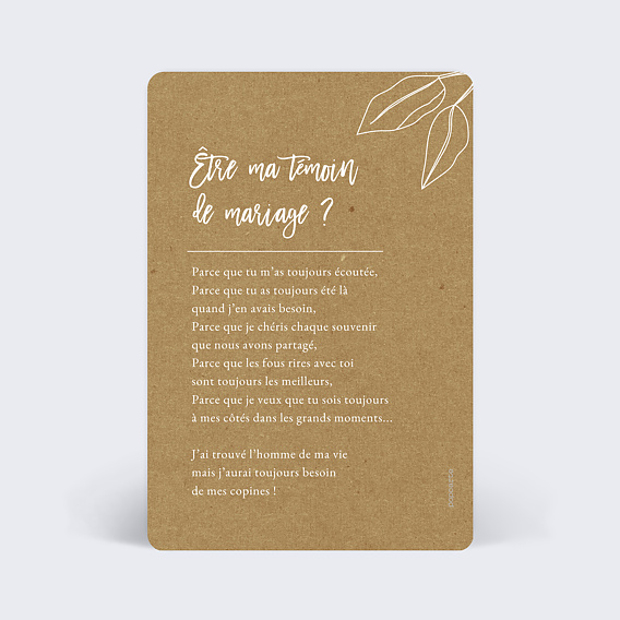 Demande de témoin Esquisse Bohème (Femme) Verso