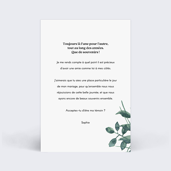 Demande de témoin Luxe Verso