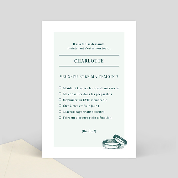Demande de témoin Badinage Femme Verso