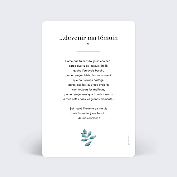 Demande de Témoin Botanique (Femme)