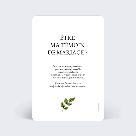 Demande de témoin Aquarelle Botanique (Femme) Verso