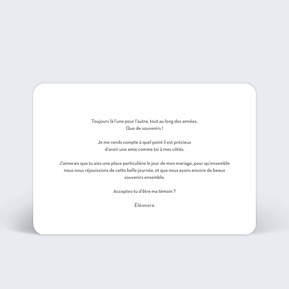 Demande de témoin Sobre et Joli Verso