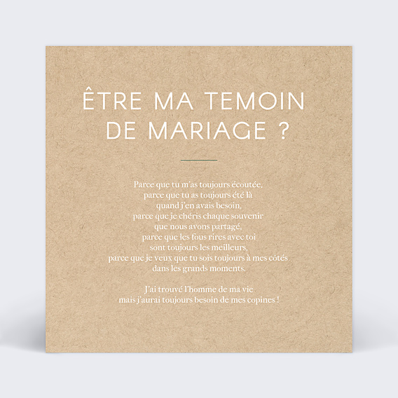 Demande de Témoin Ombrage (Femme)