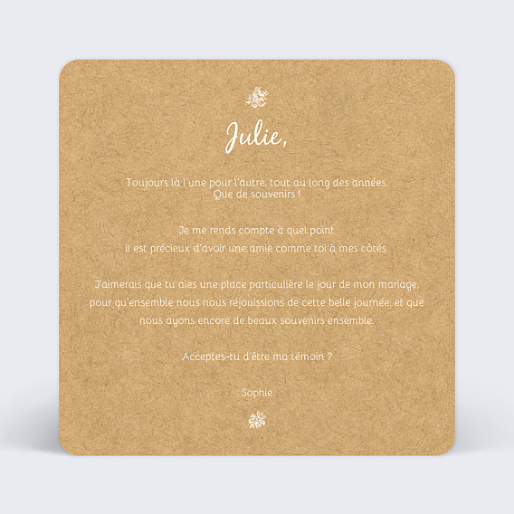 Demande de témoin Jolie Dentelle Verso