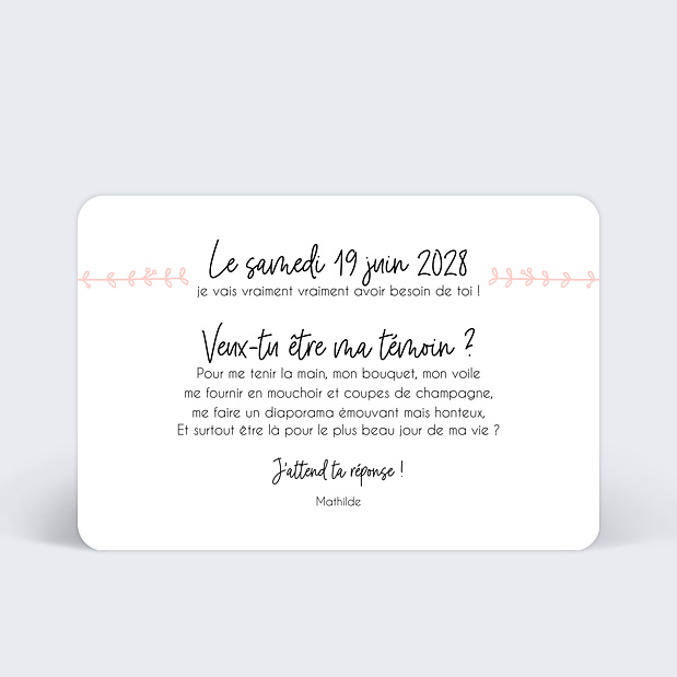 Demande de Témoin Mariage illustré Verso