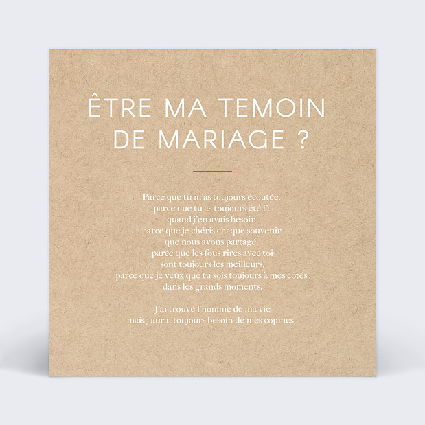 Demande de Témoin Ombrage (Femme) Verso