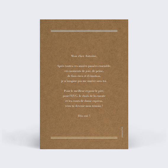 Demande de témoin Bohème Homme Verso