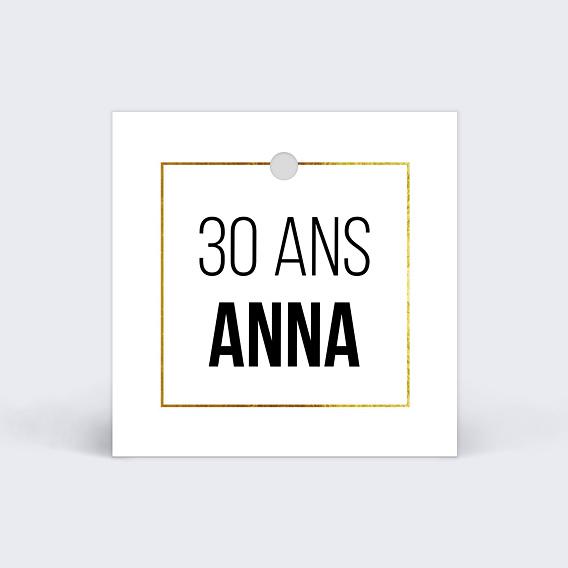 Étiquette anniversaire Cadre Typo Noir
