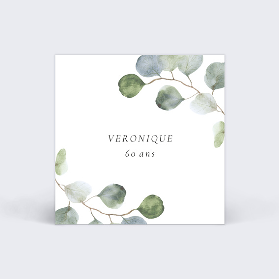Étiquette anniversaire Couronne Eucalyptus Minimaliste