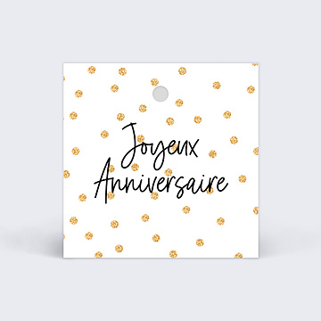 Etiquette Anniversaire Typo Pois