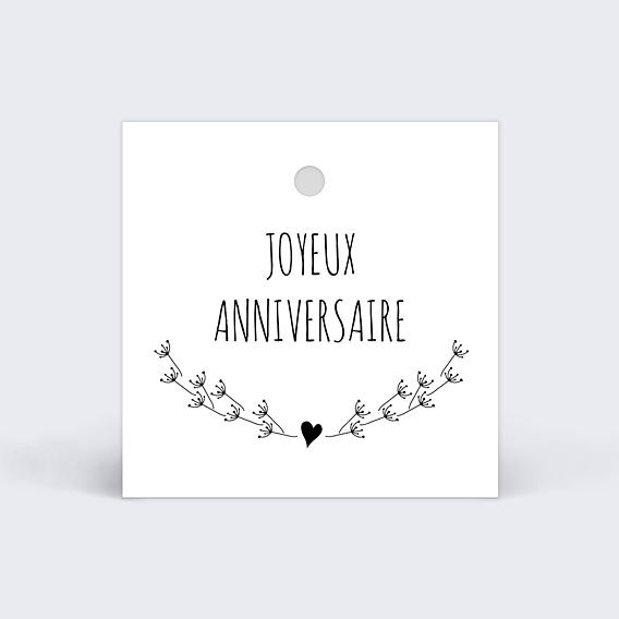 Étiquette anniversaire Tampon Coeur