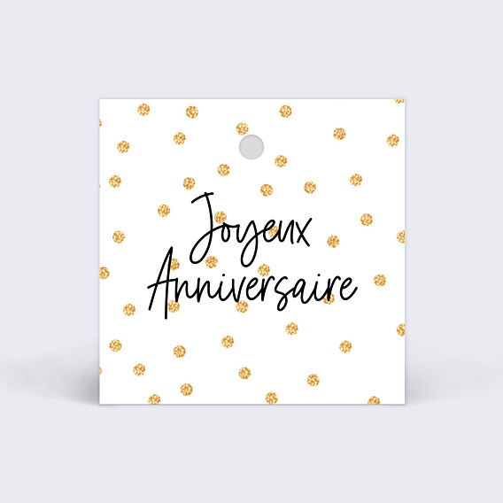 Etiquette Anniversaire Typo Pois