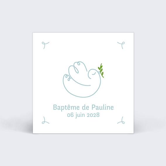 Étiquette Baptême Colombe