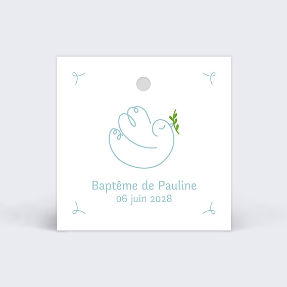 Etiquette Baptême Colombe