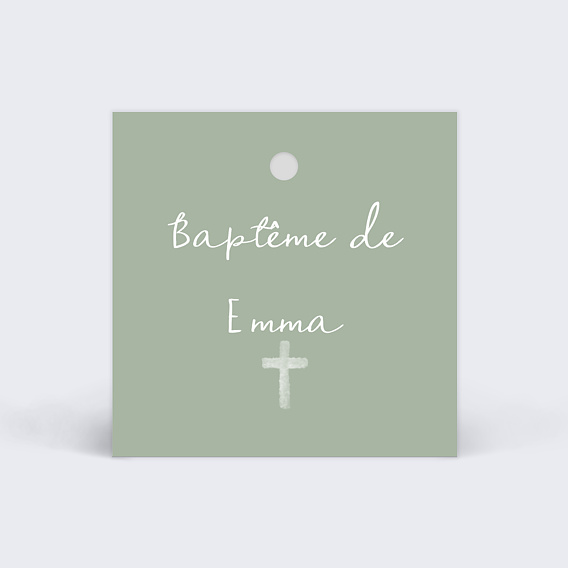 Etiquette baptême Couronne avec Croix