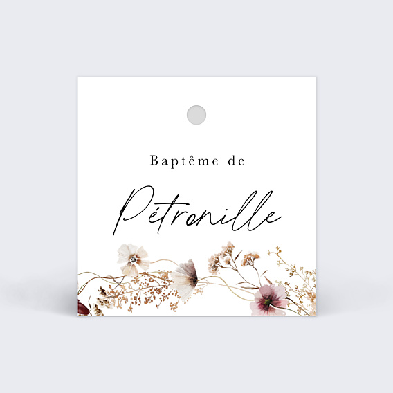 Etiquette baptême Couronne de Fleurs Sauvages