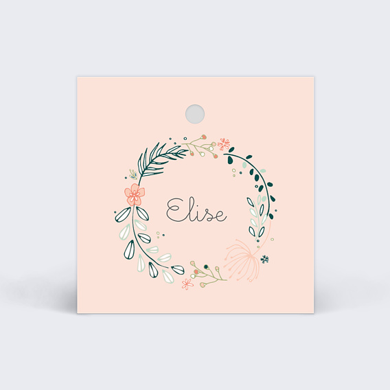 Etiquette baptême Couronne de Fleurs