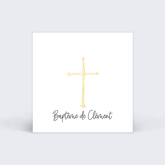 Etiquette baptême Croix d'or