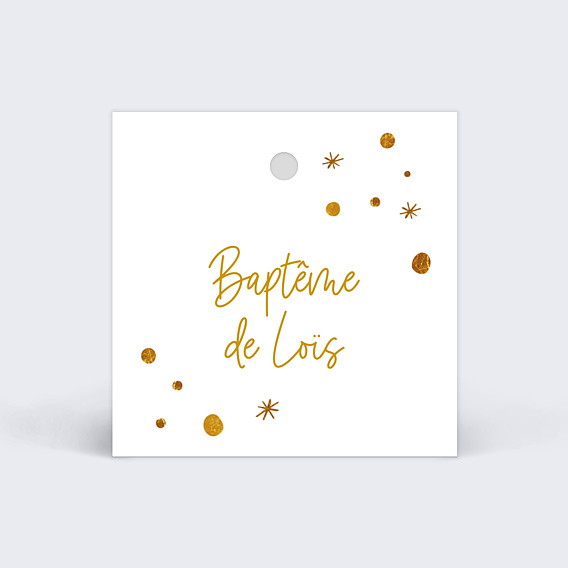 Etiquette baptême Golden Dots