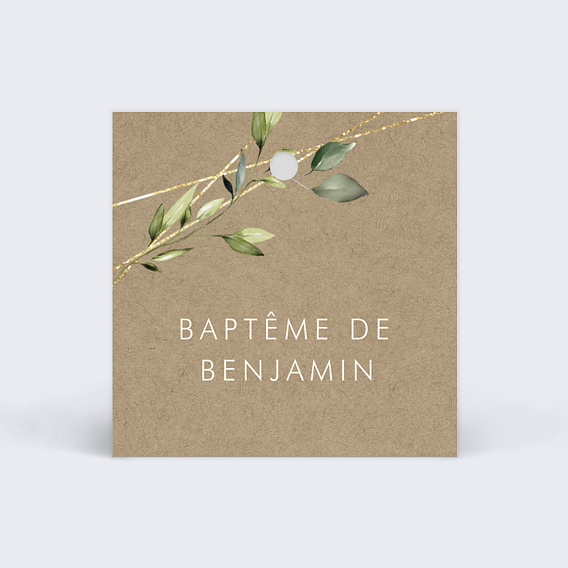 Etiquette baptême Nature Kraft