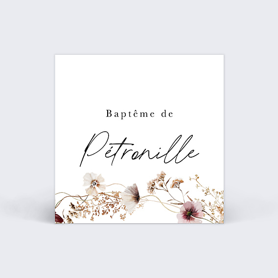 Etiquette Baptême Couronne de Fleurs Sauvages