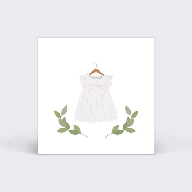 Etiquette Baptême Petite Robe Blanche Recto