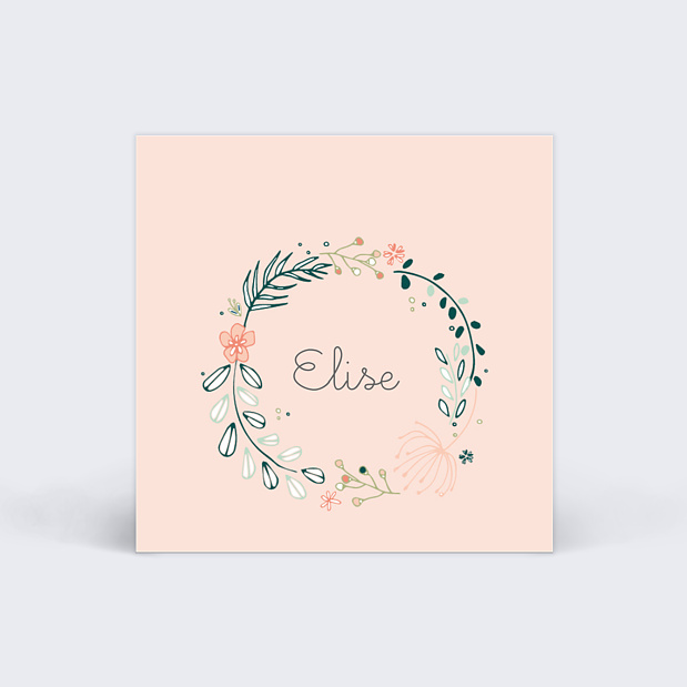 Etiquette baptême Couronne de fleurs