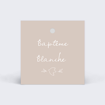 Etiquette Baptme Colombe au Crayon