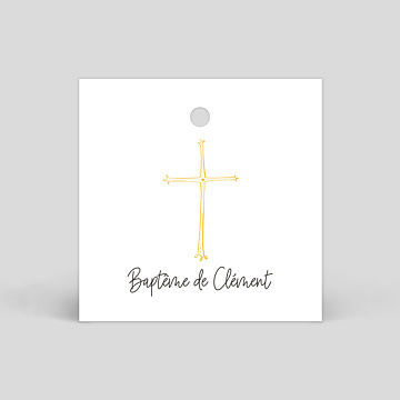 Etiquette Baptême Croix d'Or