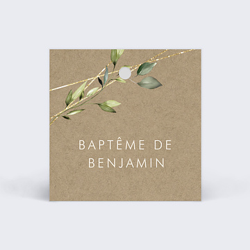 Etiquette Baptme Nature Kraft