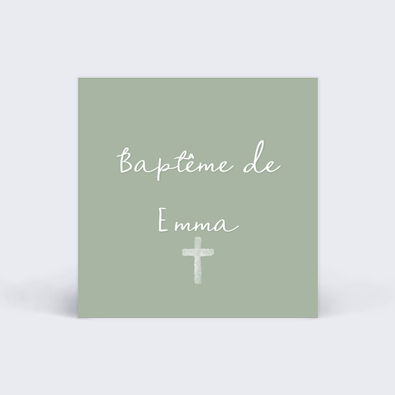 Etiquette Baptême Couronne avec Croix