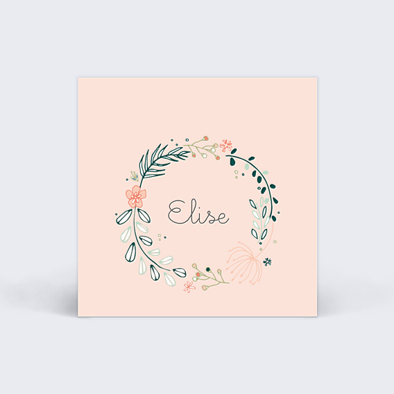 Etiquette Baptême Couronne de Fleurs